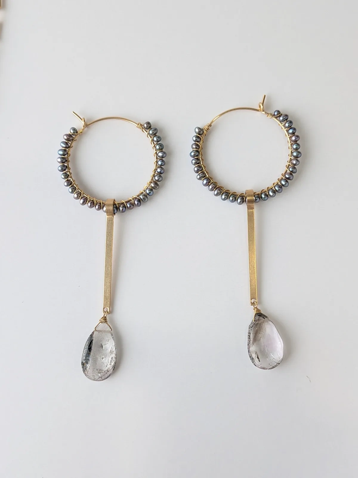 パール＆モスアメジスト　イアリング